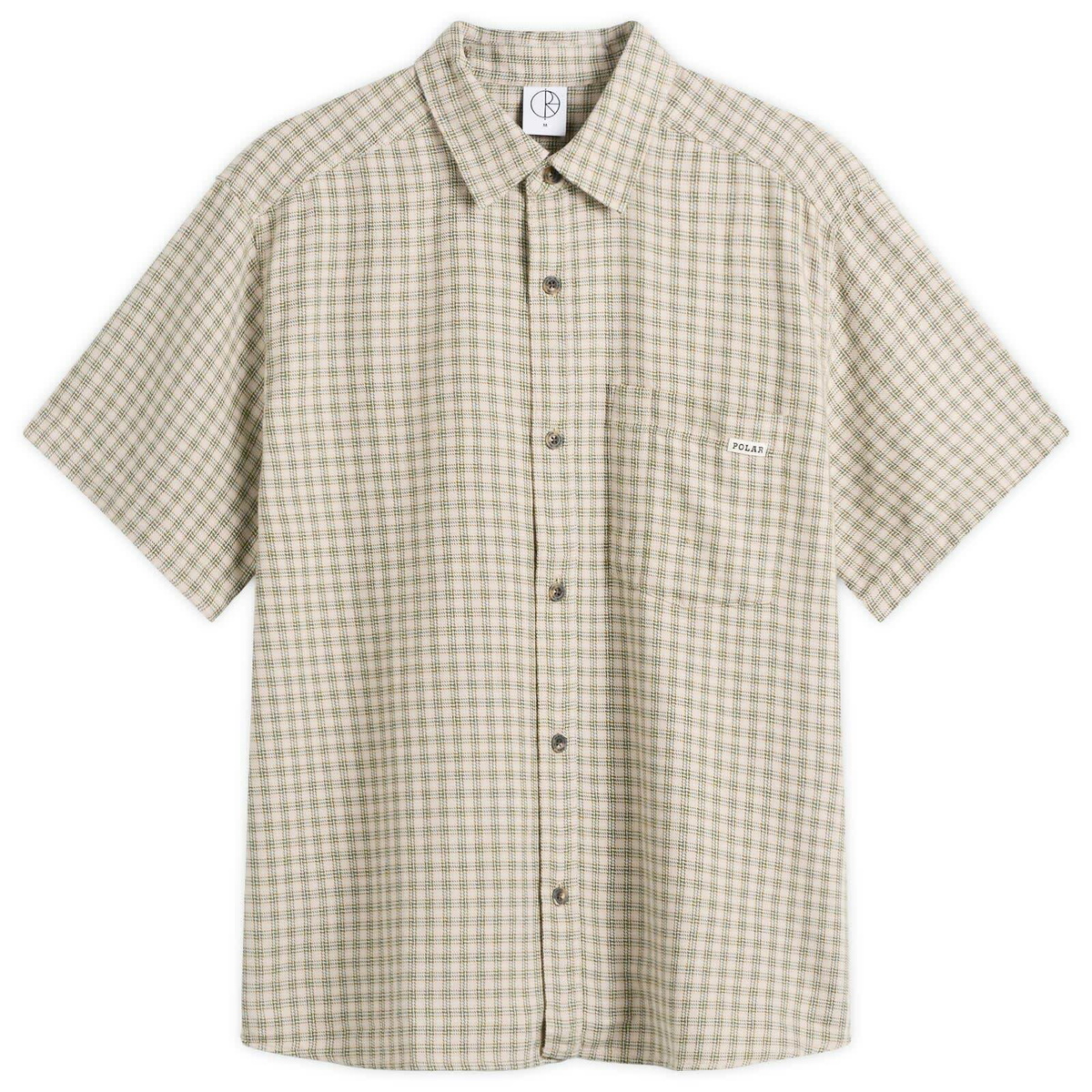 Polar Skate Co. Men's Mitchell Short Sleeve Shirt in Beige/Green