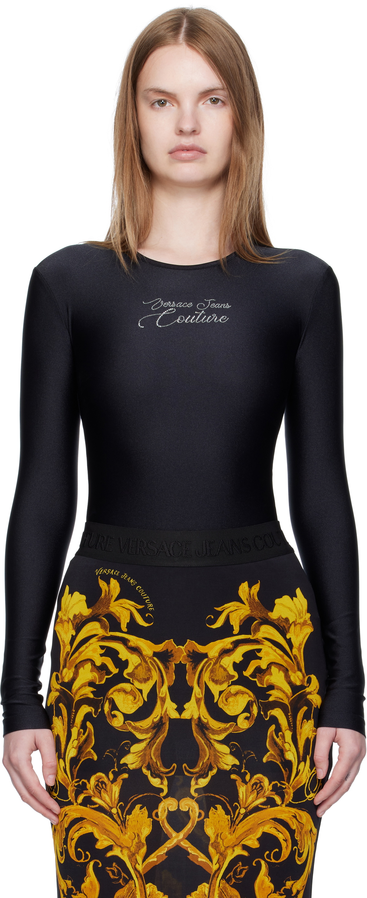 Versace Jeans Couture Black Logo Bodysuit