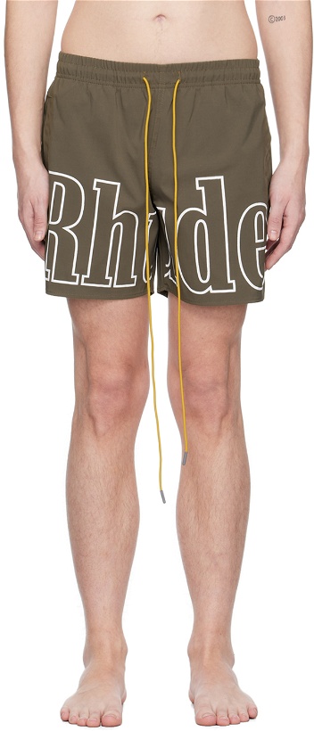 Photo: Rhude Gray Printed Swim Shorts