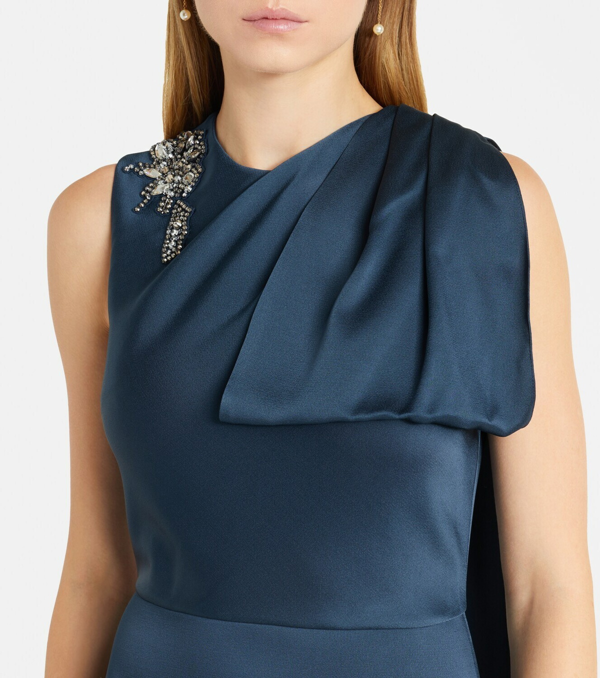 Erdem Embellished scarf-detail satin cady gown