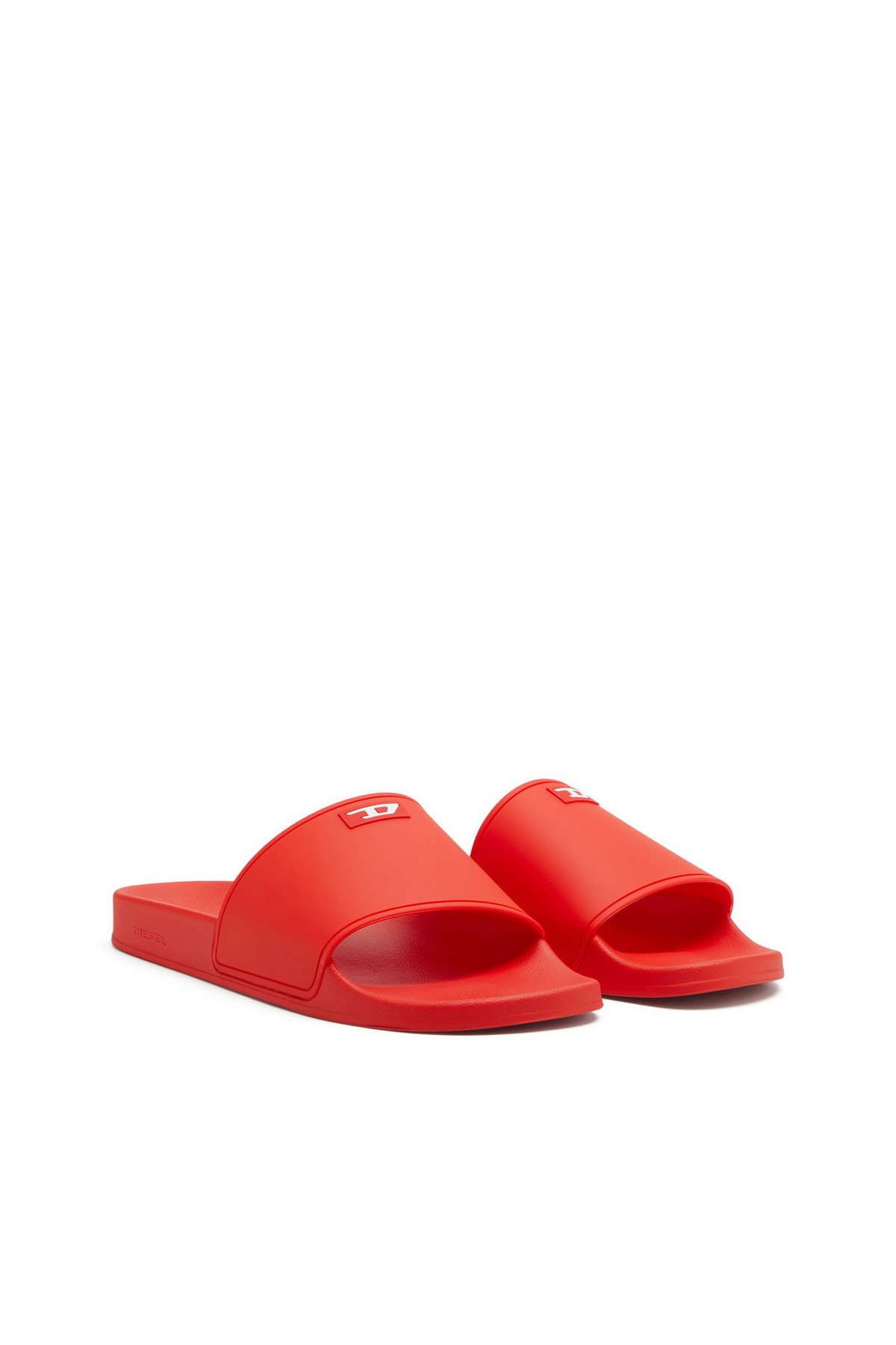 Diesel Sa-Swim-Rubber pool slides with D logo - Slides Mens in Red