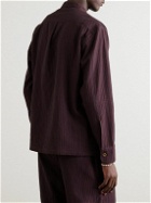 SMR Days - Gracioneta Camp-Collar Embroidered Organic Cotton Shirt - Purple