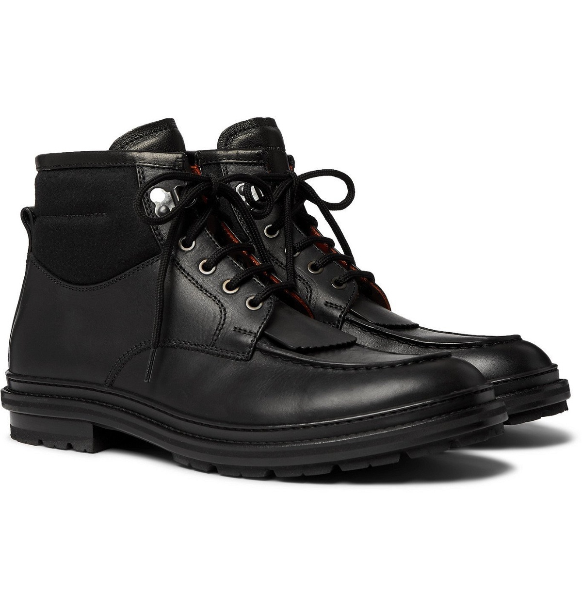 Photo: Ermenegildo Zegna - Felt-Panelled Leather Boots - Black