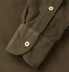 Incotex - Ween Slim-Fit Cutaway-Collar Cotton-Corduroy Shirt - Men - Army green