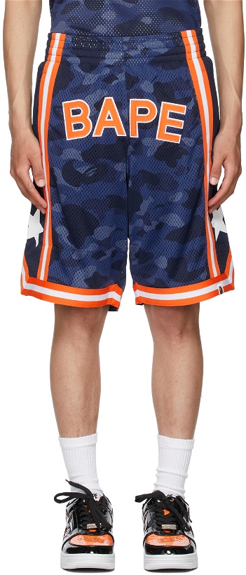 Photo: BAPE Navy Color Camo Wide Basketball Shorts