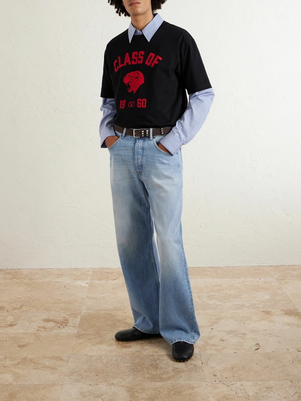 Photo: Valentino Garavani - Logo-Print Cotton-Jersey T-Shirt - Black