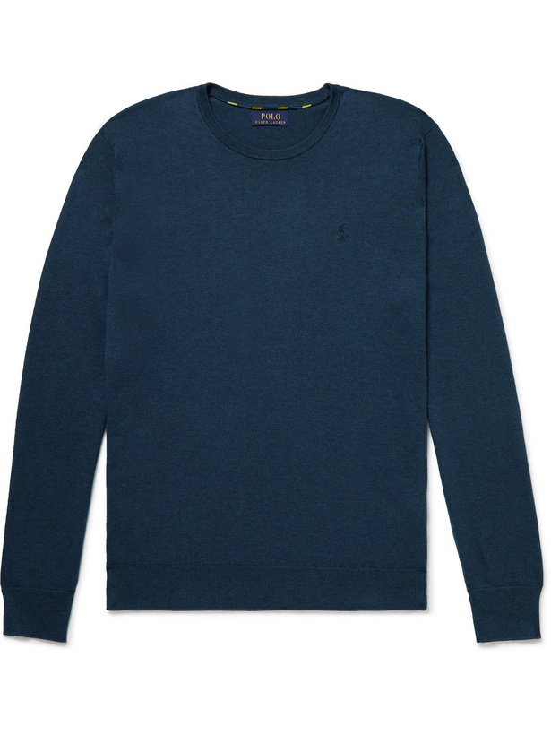 Photo: Polo Ralph Lauren - Logo-Embroidered Pima Cotton Sweater - Blue