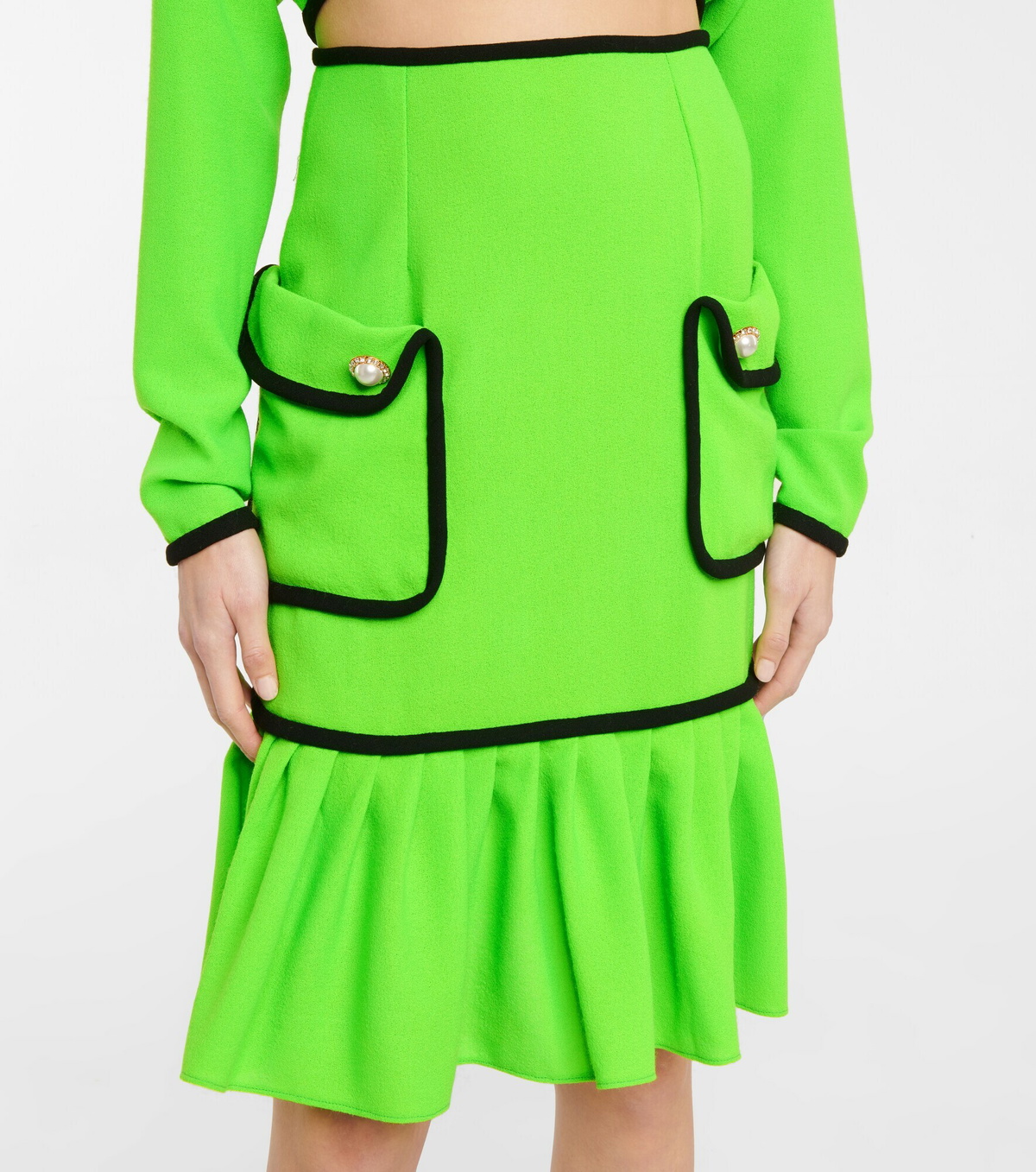 Rodarte - Embellished wool midi skirt