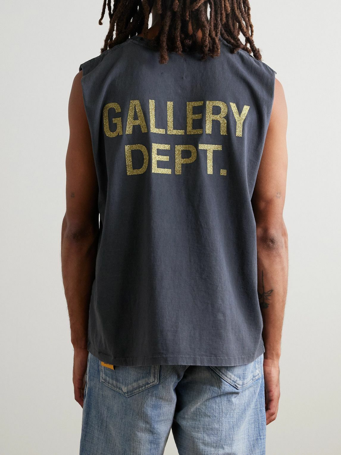 Gallery Dept. - Collins Glittered Printed Cotton-Jersey Tank Top