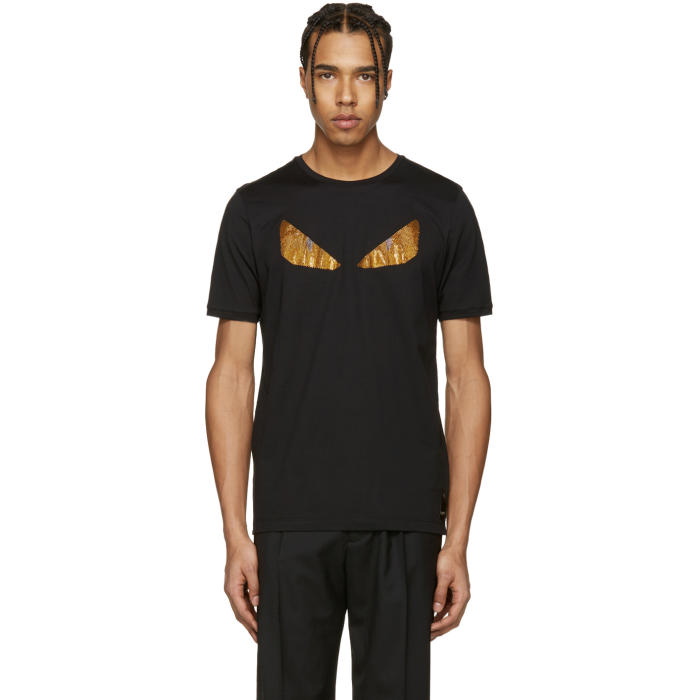 Photo: Fendi Black Crystal Bag Bug T-Shirt