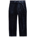 Sies Marjan - Navy Alex Cropped Silk and Cotton-Blend Corduroy Trousers - Blue