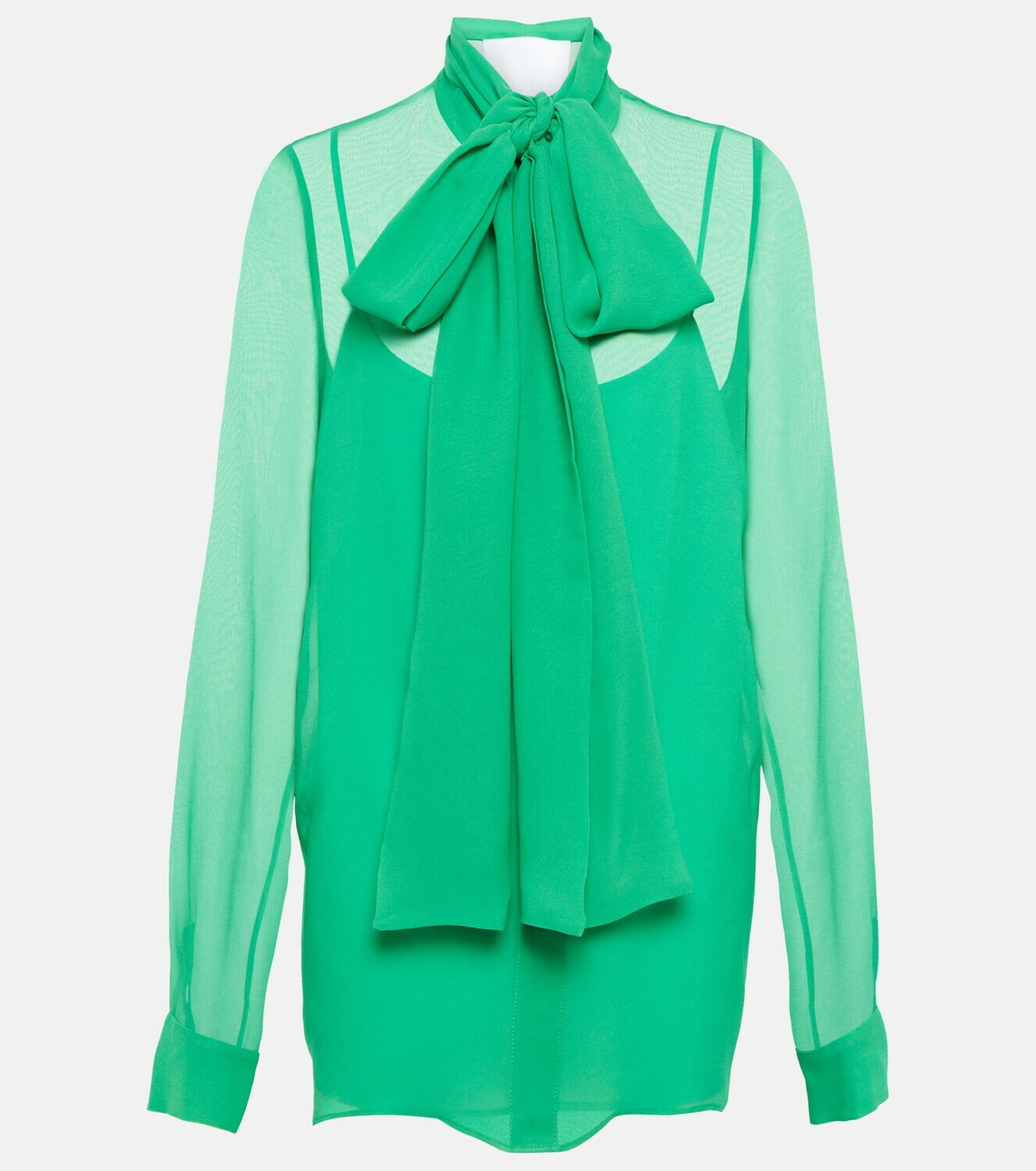 Costarellos Sloane tie-neck silk blouse