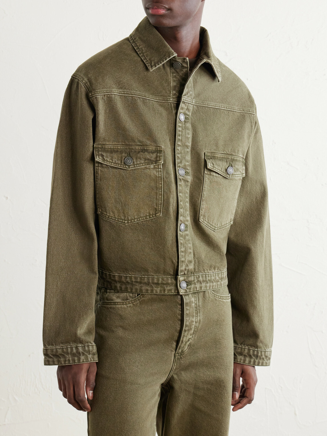 MANAAKI - Pita Garment-Dyed Organic Denim Jacket - Green