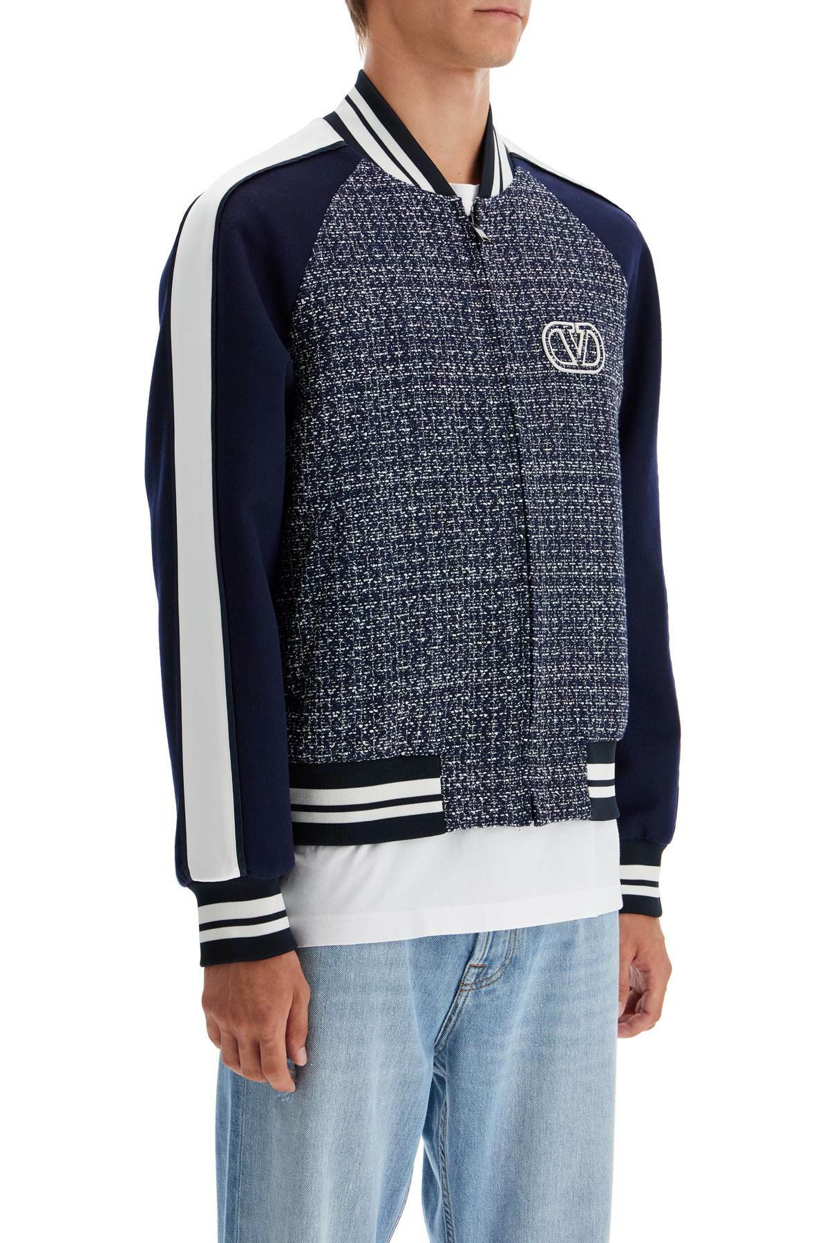 VALENTINO GARAVANI tweed bomber jacket for Blue Valentino Garavani