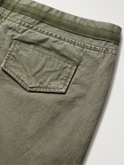 Greg Lauren - Tapered Cotton Drawstring Cargo Trousers - Green