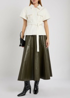 Skiim Eloise Belted Leather Shirt Cream