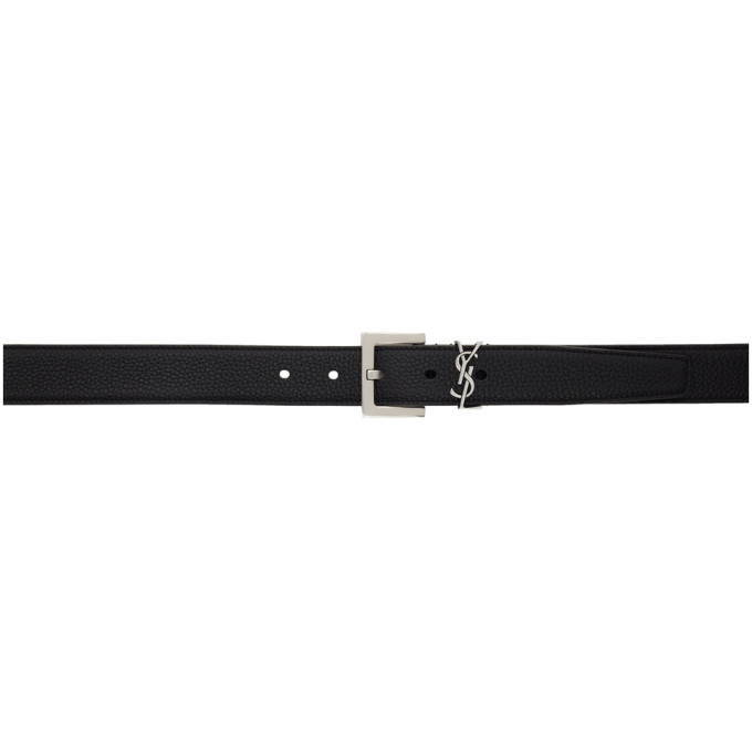 Photo: Saint Laurent Black and Silver Square Monogramme Belt