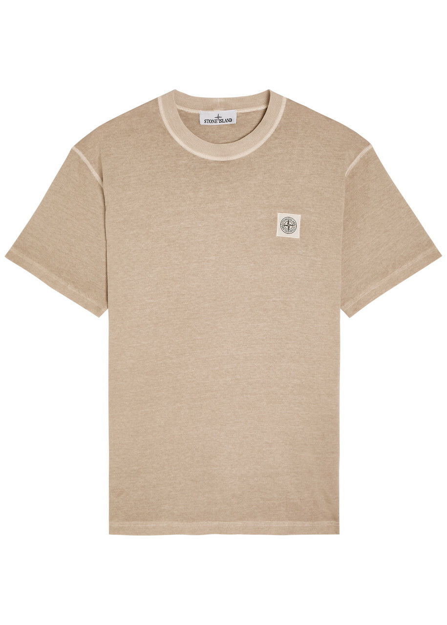 Stone Island Tonal Compass Logo Cotton T-shirt Sand
