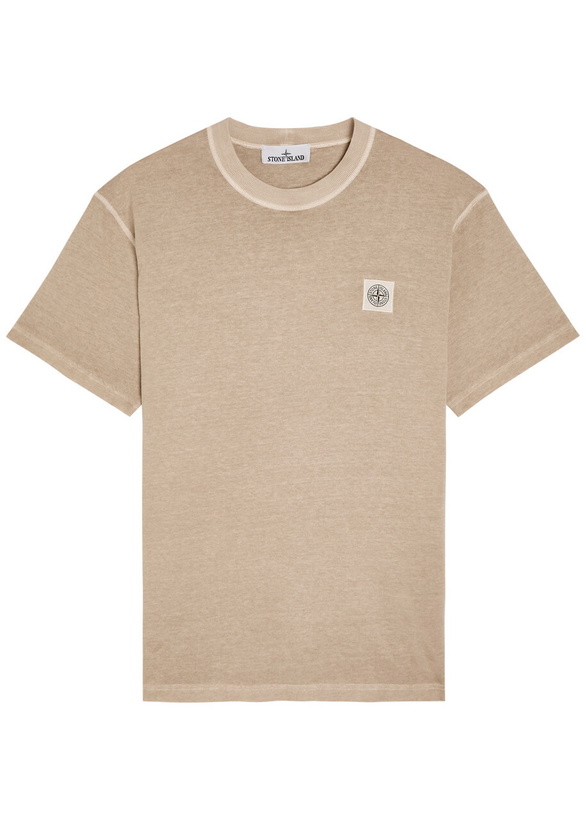 Photo: Stone Island Tonal Compass Logo Cotton T-shirt Sand