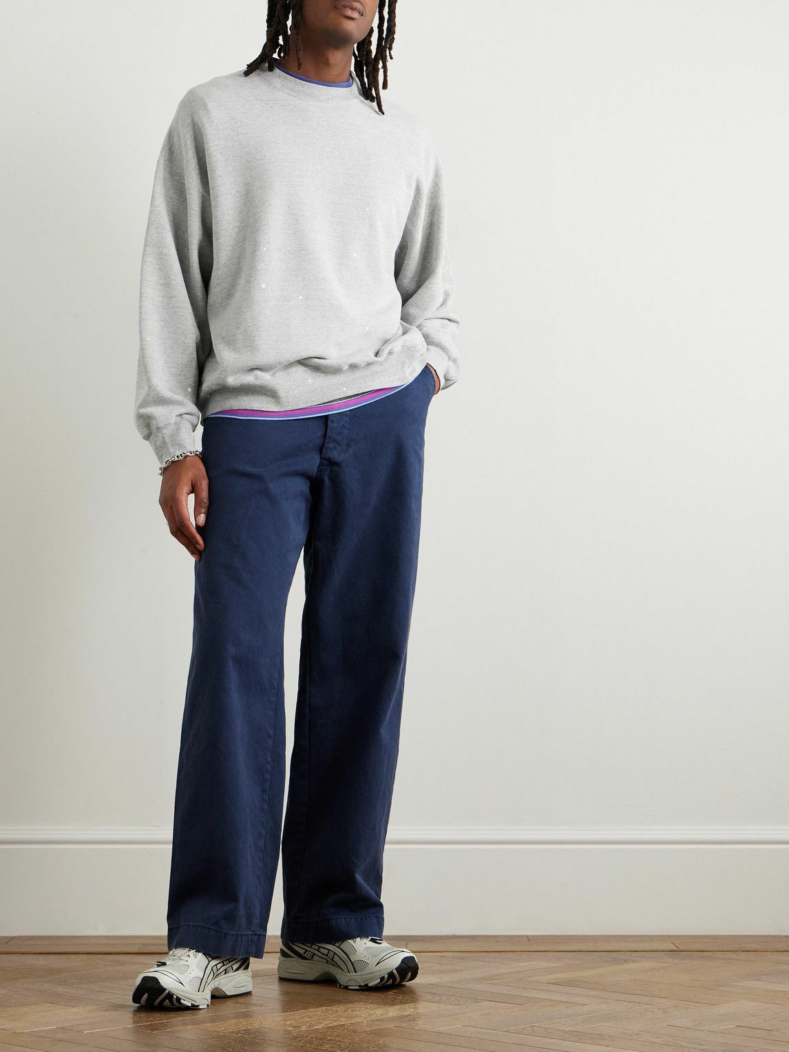 Remi Relief - Paint-Splattered Cotton-Jersey Sweatshirt - Gray