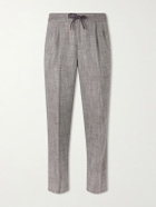 Brunello Cucinelli - Straight-Leg Pleated Herringbone Trousers - Brown