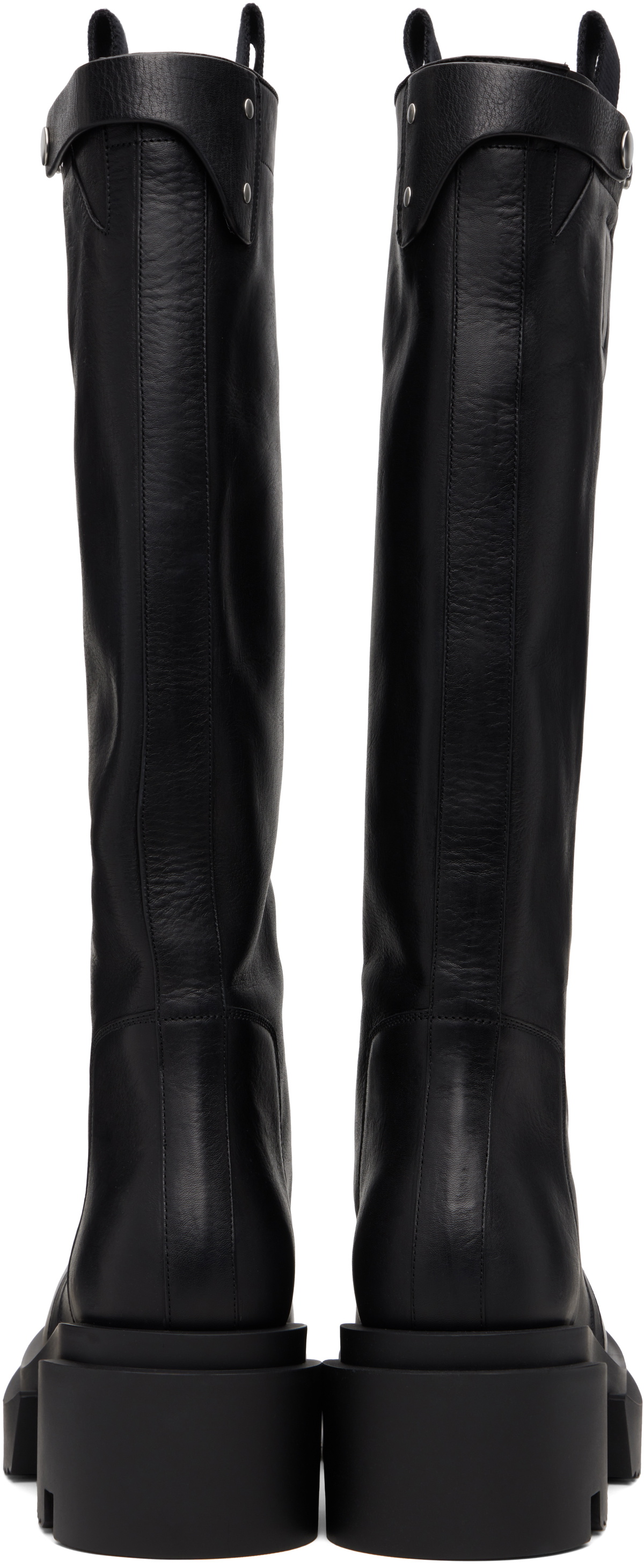 Rick Owens Black Concordians Pull On Mega Tractor Boots Rick Owens