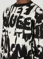 Graffiti Logo Jacquard Sweater in Black