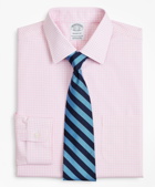 Brooks Brothers Men's Stretch Regent Regular-Fit Dress Shirt, Non-Iron Poplin Ainsley Collar Gingham | Pink