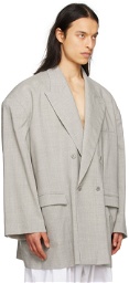 Hed Mayner Gray Double-Breasted Blazer