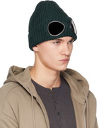 C.P. Company Green Extrafine Merino Wool Goggle Beanie