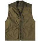 orSlow Men's Cotton Nylon Utility Vest in Army Green