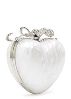 Self-portrait Heart Crystal-embellished Pearlescent Acrylic Clutch - Pearl - One Size