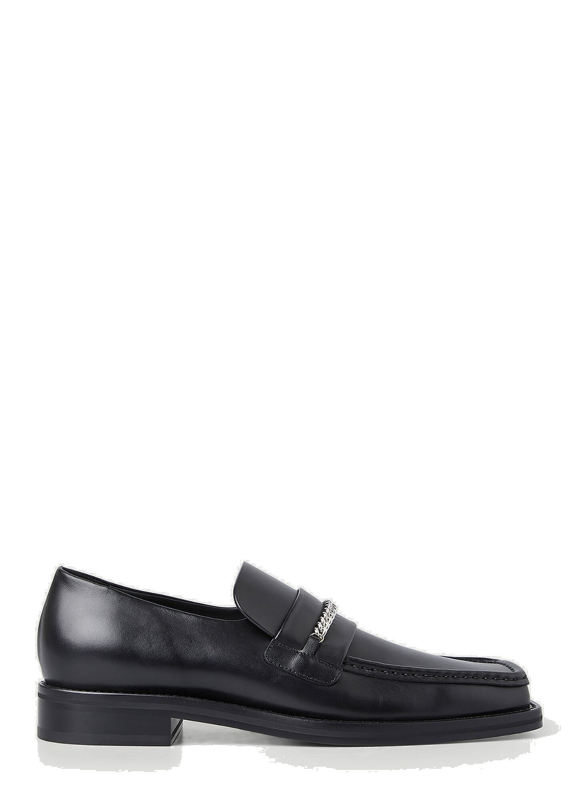 Photo: Square Toe Chain Loafers in Black
