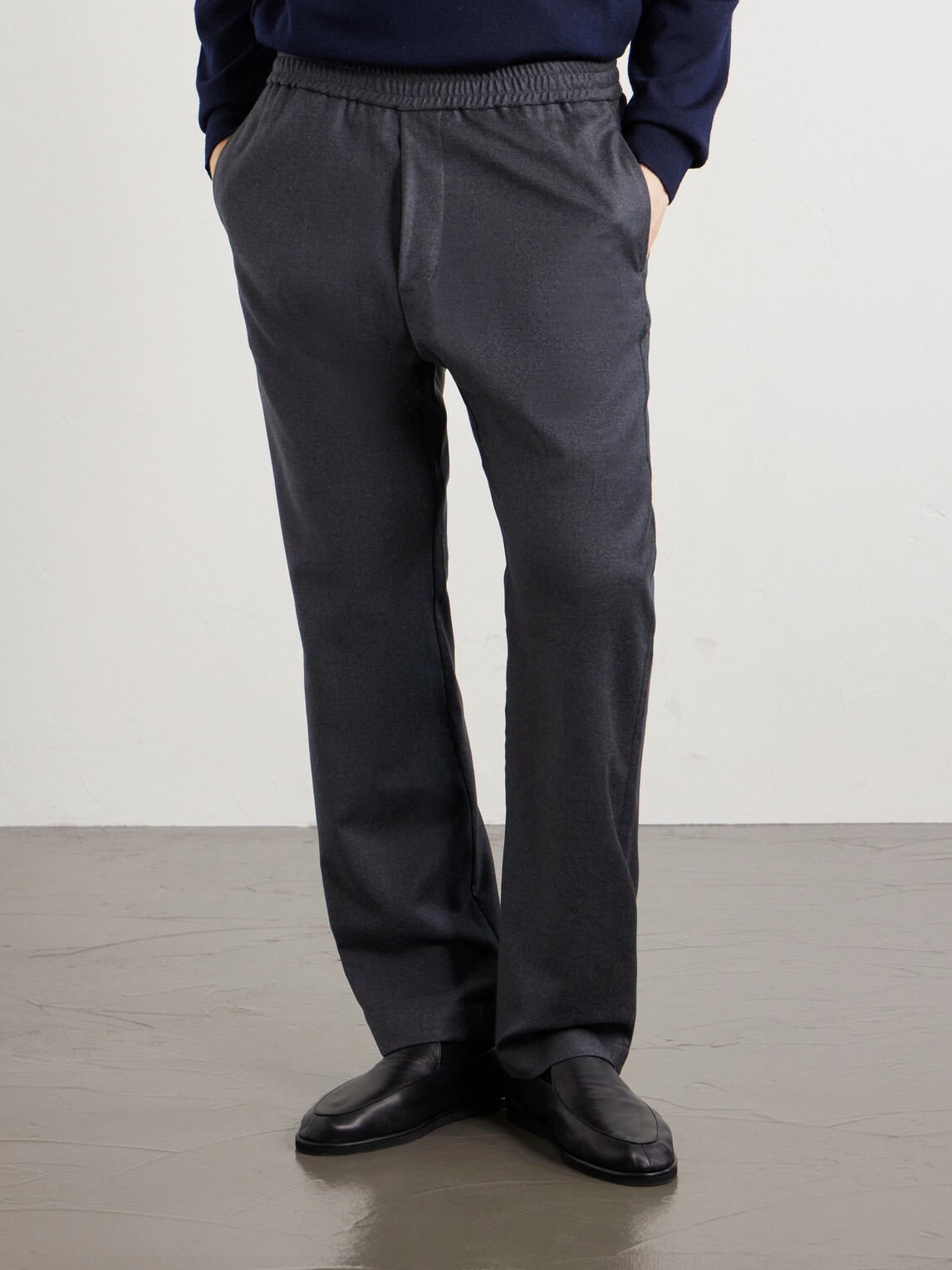 Barena - Bativoga Straight-Leg Wool-Blend Drawstring Trousers - Gray