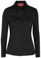 LA Double J Bead Embellished Collar Jersey Shirt Black