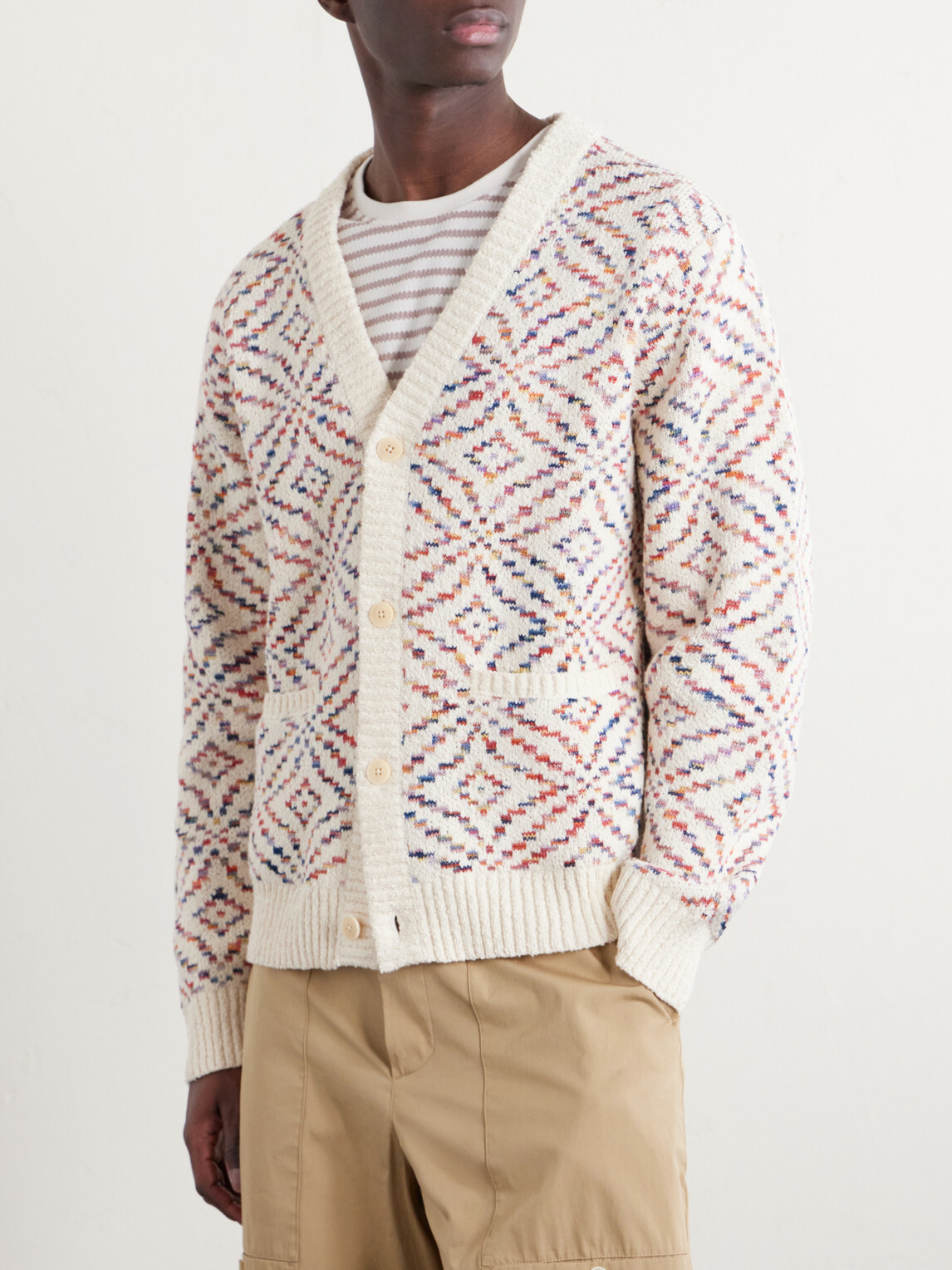 Corridor - Mandala Jacquard-Knit Pima Cotton Cardigan - Neutrals