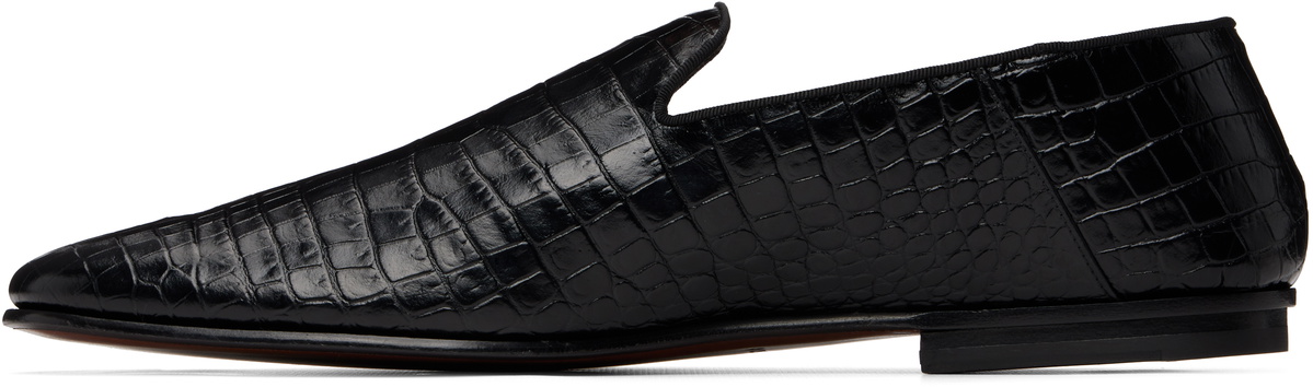 TOM FORD Black Printed Alligator Steven Loafers
