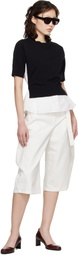 sacai White & Black Poplin Cotton Knit Sweater