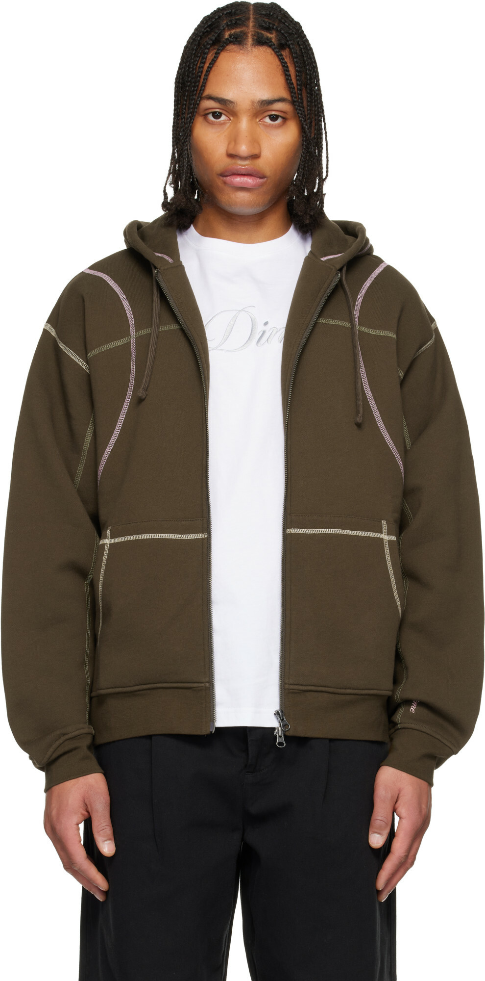 Dime Brown Court Zip Hoodie