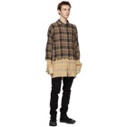 Palm Angels Brown Bleached Check Loose Overshirt