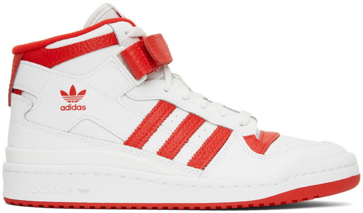 Photo: adidas Originals White & Red Forum Mid Sneakers