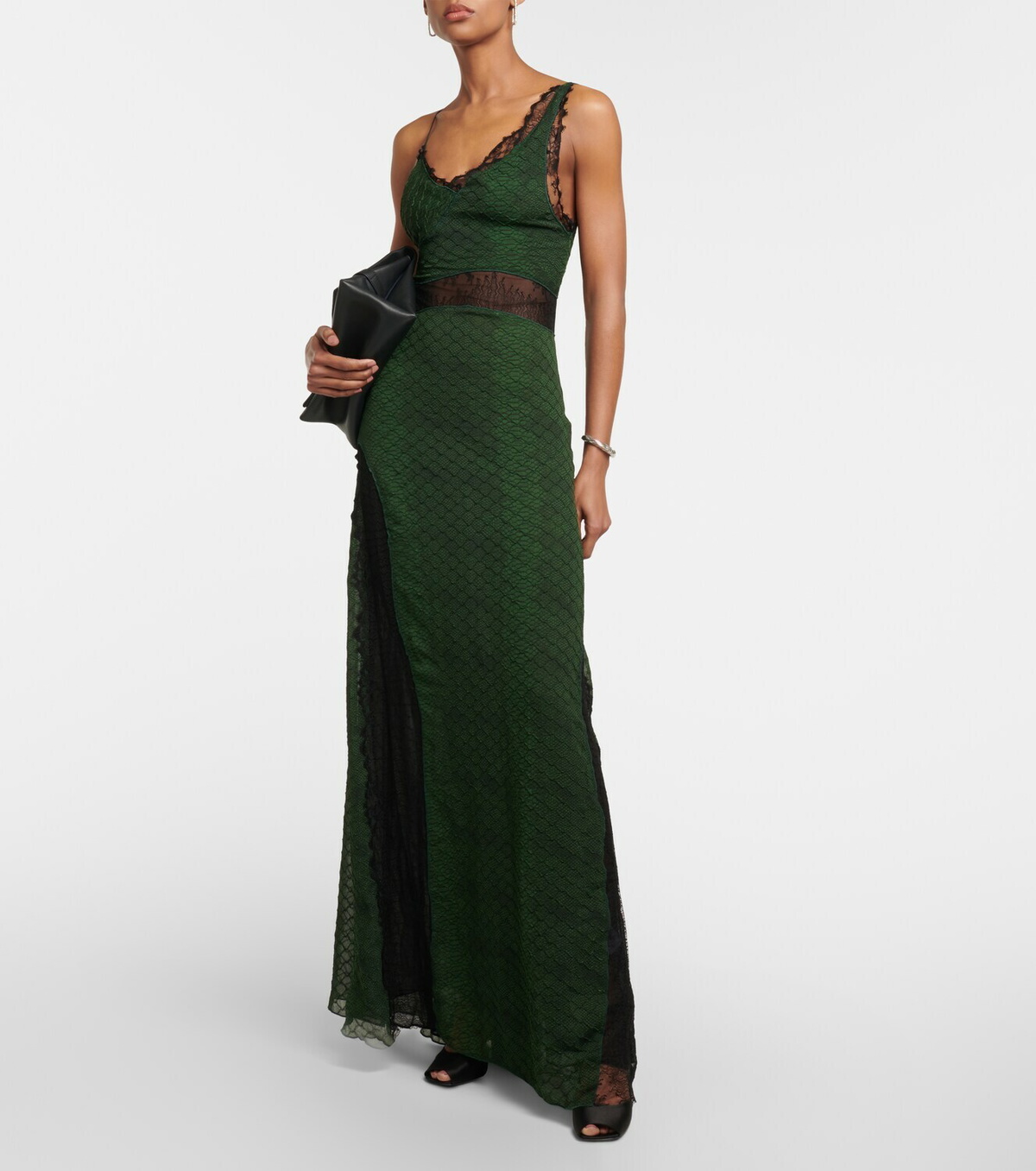 green emerald velvet dress Serpenta Snake Print Vegan Leather Midi Dress Contemporary / L / Ivory/Black main image 0