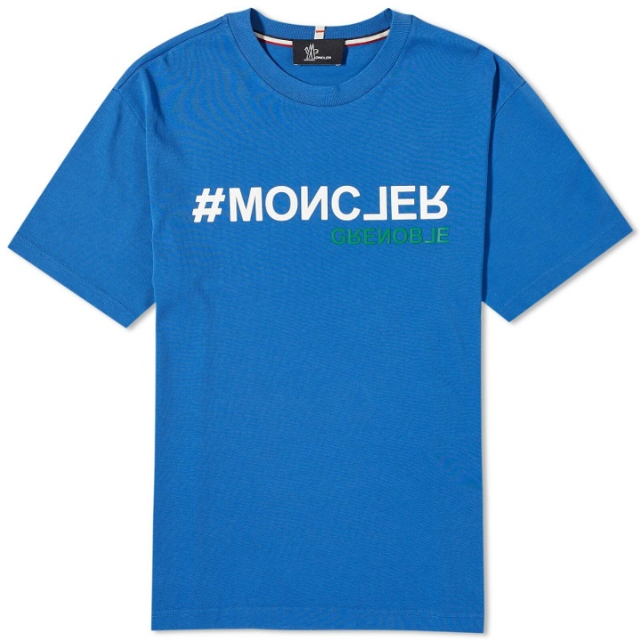 Photo: Moncler Grenoble Men's Short Sleeve T-Shirt in Blue
