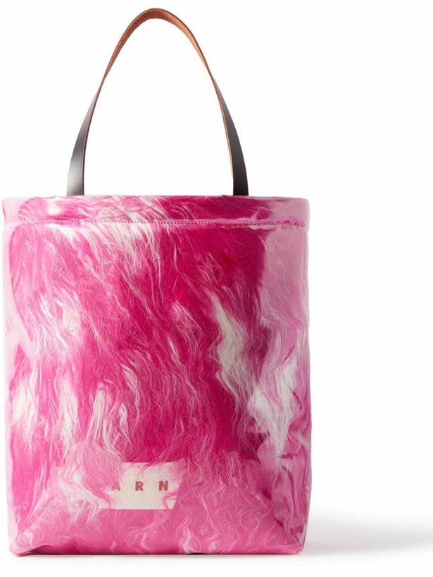 Photo: Marni - Leather-Trimmed Faux Fur and PVC Tote Bag