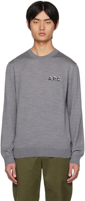 Photo: A.P.C. Gray Embroidered Sweater