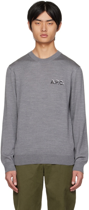 Photo: A.P.C. Gray Embroidered Sweater