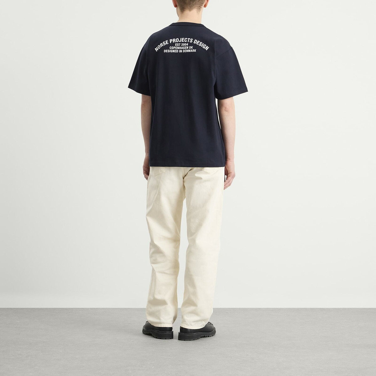 Norse Projects Men's Snekkersten Back Arch Logo T-Shirt in Dark Navy
