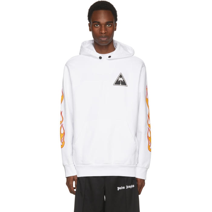 Photo: Palm Angels White Palms and Flames Hoodie