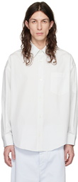 AMI Alexandre Mattiussi White & Blue Striped Shirt