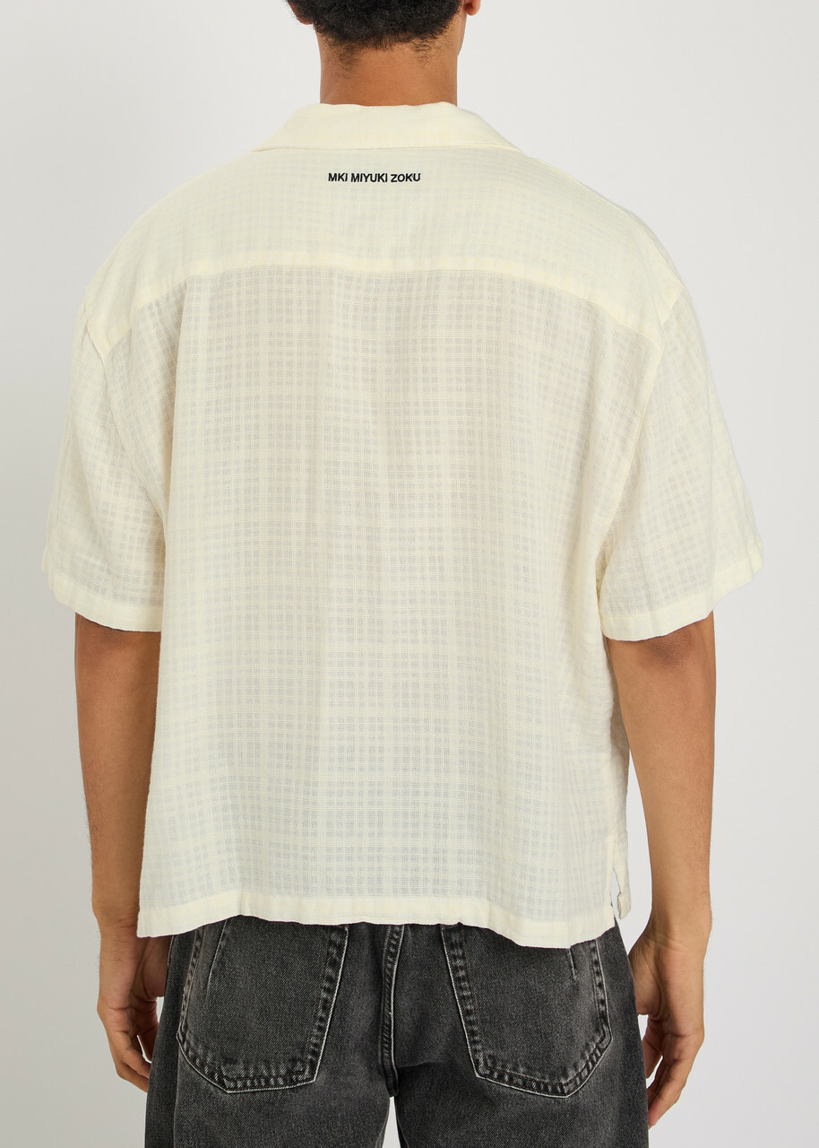 Mki Miyuki Zoku Vacation Checked-weave Cotton Shirt White 02